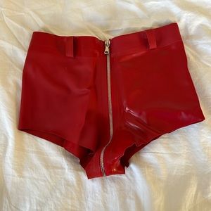 Vex Clothing Latex “Ride Shorts” in red, size S